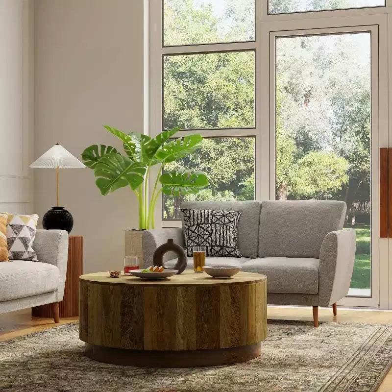 42" Round Solid Wood Coffee Table