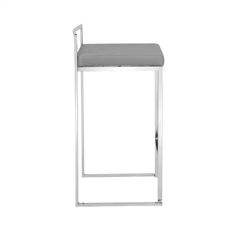 Upholstered Counter Height Barstool – Faux Leather, Low Back