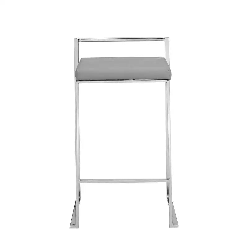 Upholstered Counter Height Barstool – Faux Leather, Low Back