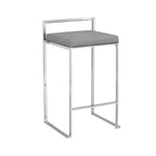 Upholstered Counter Height Barstool – Faux Leather, Low Back