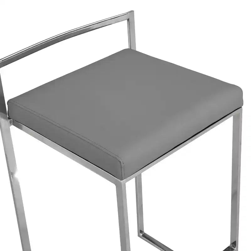 Upholstered Counter Height Barstool – Faux Leather, Low Back
