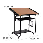 Adjustable Drawing and Drafting Table with Dual Wheel Casters