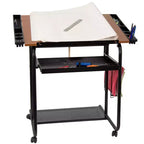 Adjustable Drawing and Drafting Table with Dual Wheel Casters
