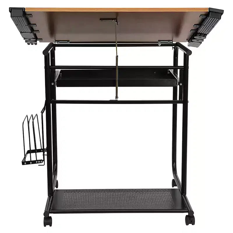 Adjustable Drawing and Drafting Table with Dual Wheel Casters