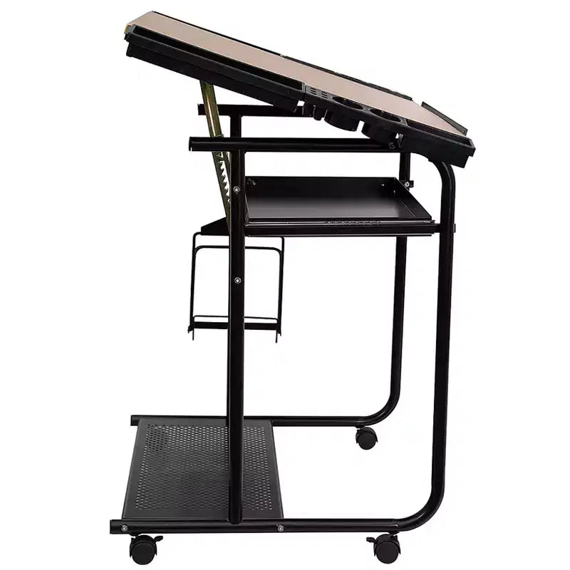 Adjustable Drawing and Drafting Table with Dual Wheel Casters