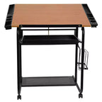 Adjustable Drawing and Drafting Table with Dual Wheel Casters