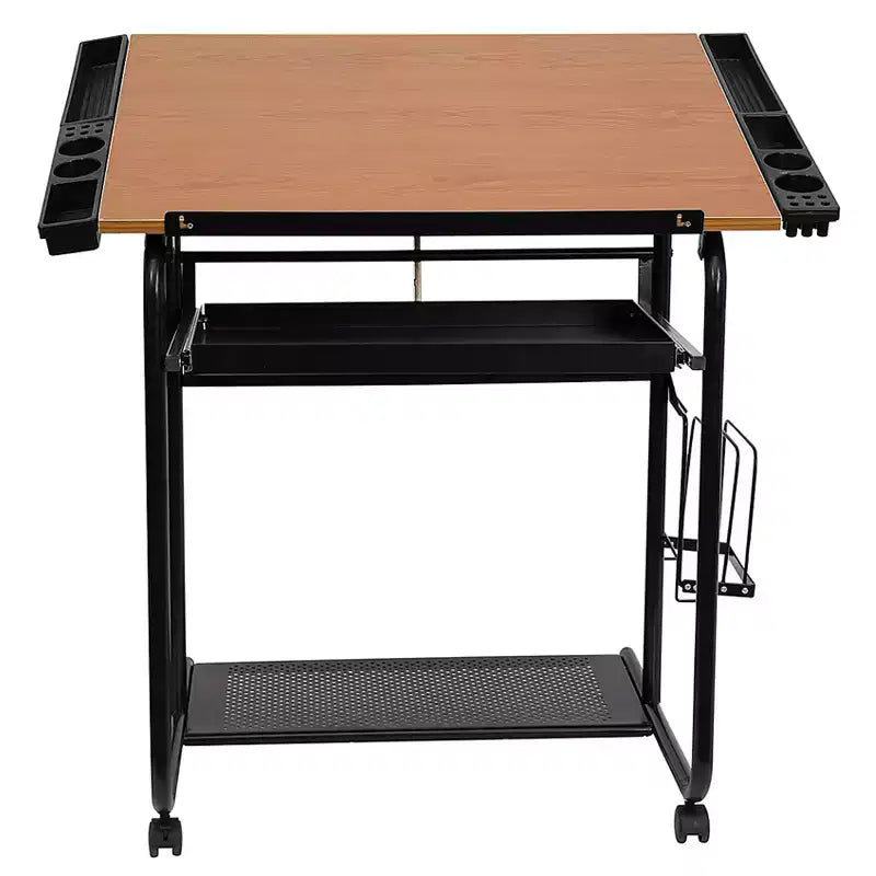 Adjustable Drawing and Drafting Table with Dual Wheel Casters