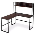 55'' L-Shaped Corner Desk with Open Storage Hutch