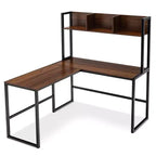 55'' L-Shaped Corner Desk with Open Storage Hutch