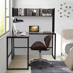 55'' L-Shaped Corner Desk with Open Storage Hutch