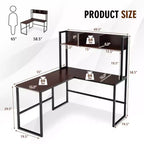 55'' L-Shaped Corner Desk with Open Storage Hutch