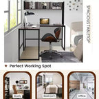 55'' L-Shaped Corner Desk with Open Storage Hutch
