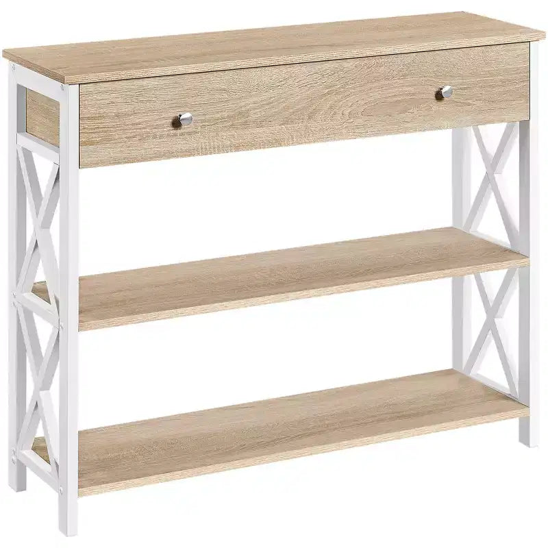 Vintage Console Table with Drawer and Open Shelves