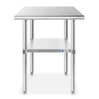 Stainless Steel Work Table with Undershelf – NSF Certified, Multiple Sizes