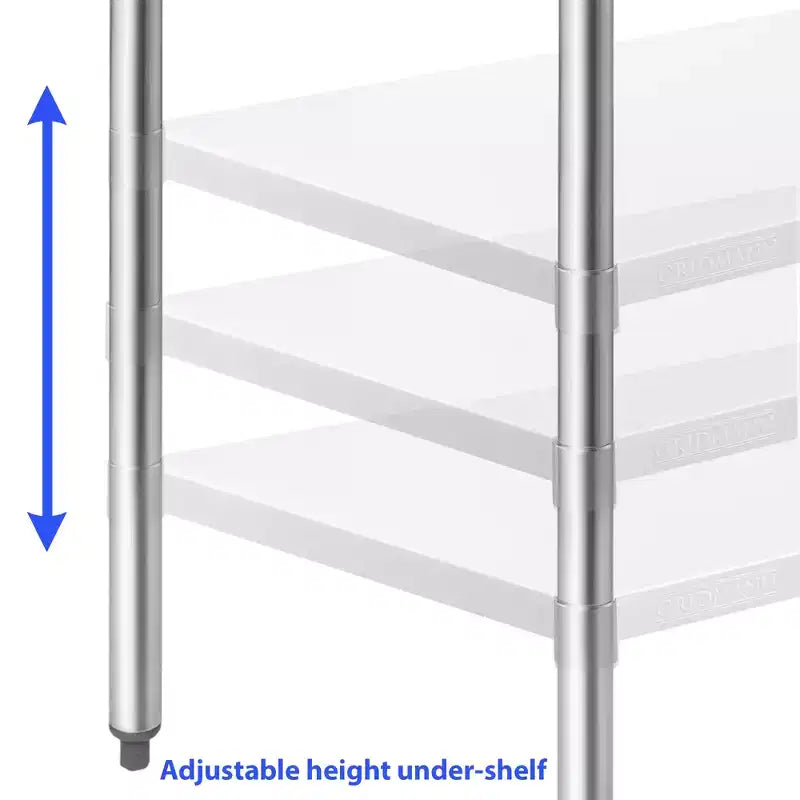 Stainless Steel Work Table with Undershelf – NSF Certified, Multiple Sizes