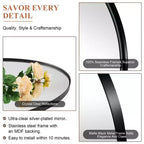 20 x 30 Inch Arched Wall Mirror with Steel Frame, Matte Black