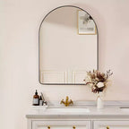 20 x 30 Inch Arched Wall Mirror with Steel Frame, Matte Black