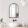 20 x 30 Inch Arched Wall Mirror with Steel Frame, Matte Black