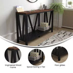 2-Tier Farmhouse Console Table with Lower Shelf