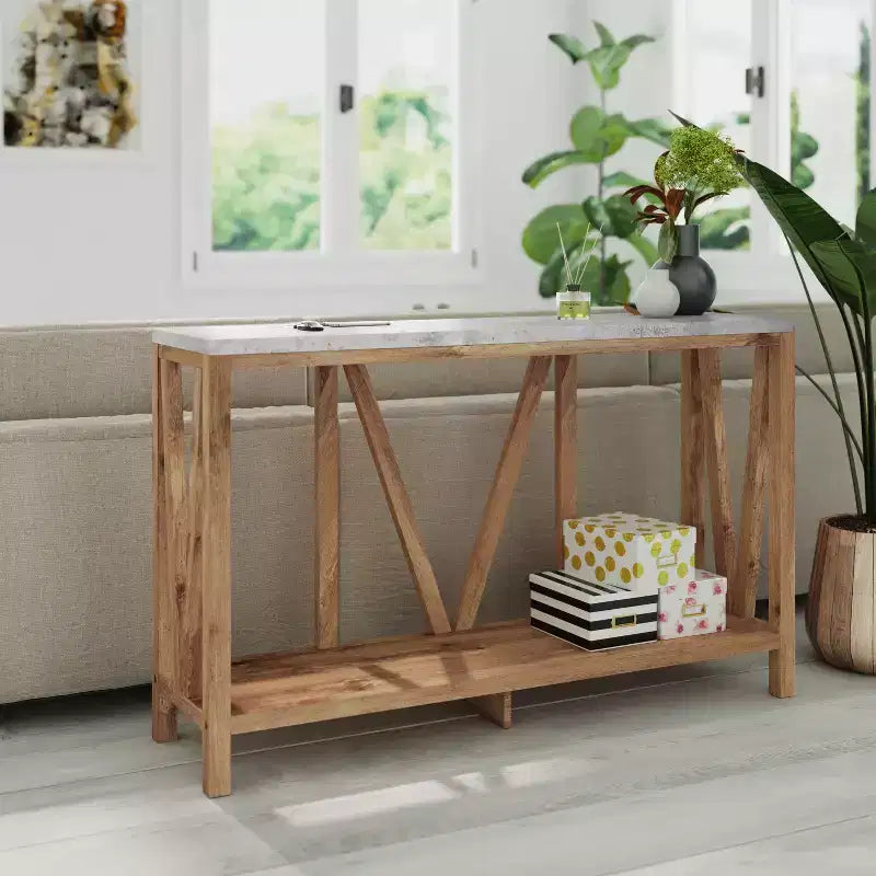 2-Tier Farmhouse Console Table with Lower Shelf