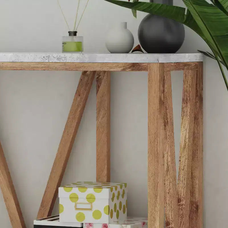2-Tier Farmhouse Console Table with Lower Shelf