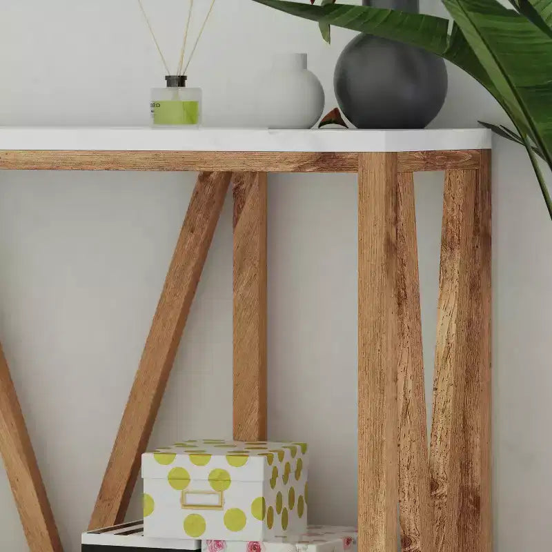 2-Tier Farmhouse Console Table with Lower Shelf