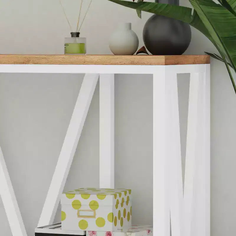 2-Tier Farmhouse Console Table with Lower Shelf