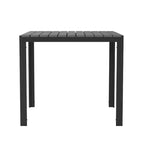 All-Weather Indoor/Outdoor Square Patio Dining Table for 4 with Steel Frame and Poly Resin Slatted Top - Black