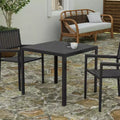 All-Weather Indoor/Outdoor Square Patio Dining Table for 4 with Steel Frame and Poly Resin Slatted Top - Black