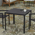 All-Weather Indoor/Outdoor Square Patio Dining Table for 4 with Steel Frame and Poly Resin Slatted Top - Black