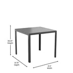 All-Weather Indoor/Outdoor Square Patio Dining Table for 4 with Steel Frame and Poly Resin Slatted Top - Black