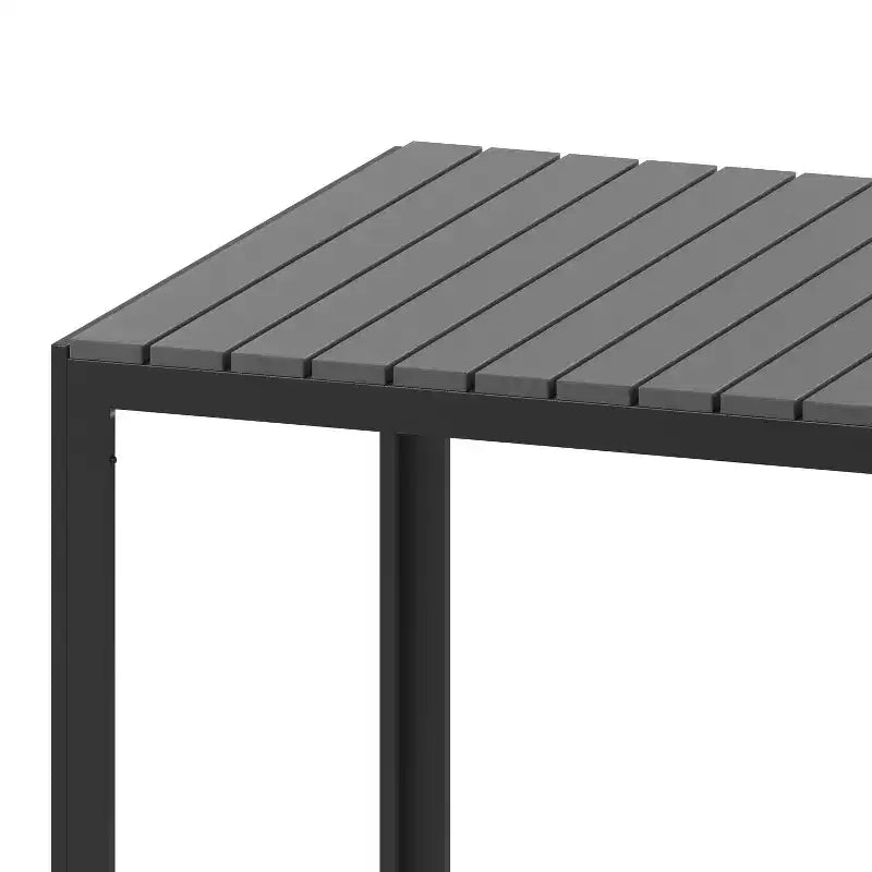 All-Weather Indoor/Outdoor Square Patio Dining Table for 4 with Steel Frame and Poly Resin Slatted Top - Black