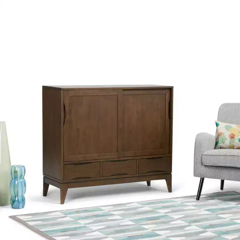 Medium Storage Cabinet with Sliding Doors and Drawers