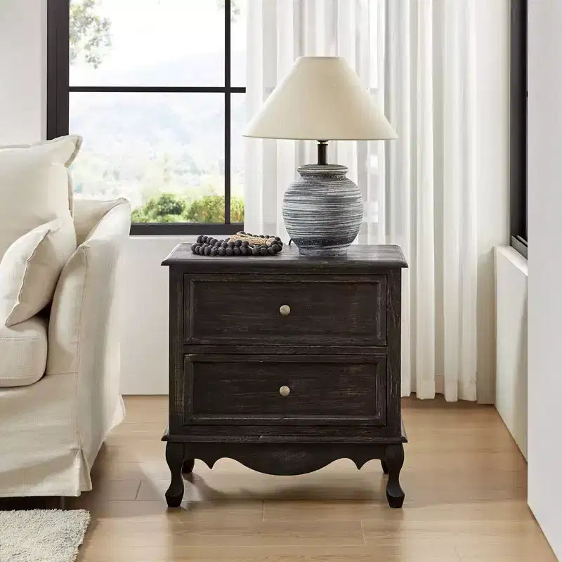 24-Inch 2-Drawer End Table with Charging Station
