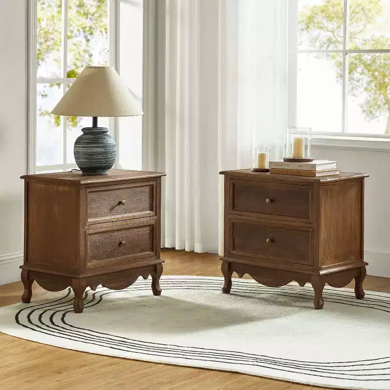24-Inch 2-Drawer End Table with Charging Station