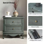24-Inch 2-Drawer End Table with Charging Station
