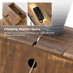 24-Inch 2-Drawer End Table with Charging Station