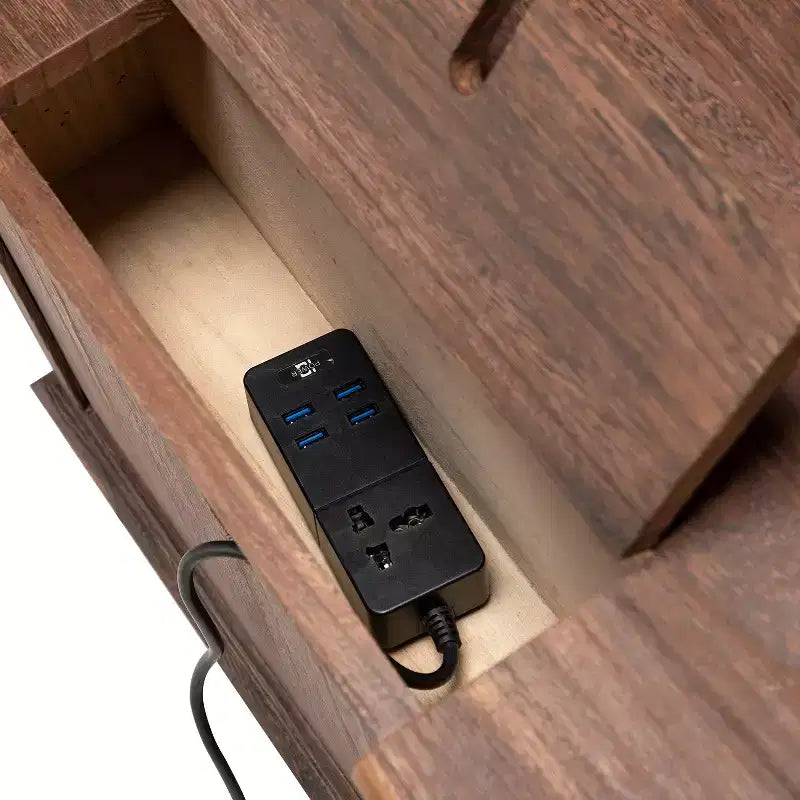 24-Inch 2-Drawer End Table with Charging Station