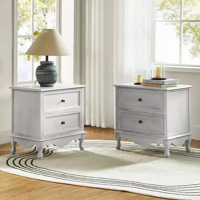 24-Inch 2-Drawer End Table with Charging Station