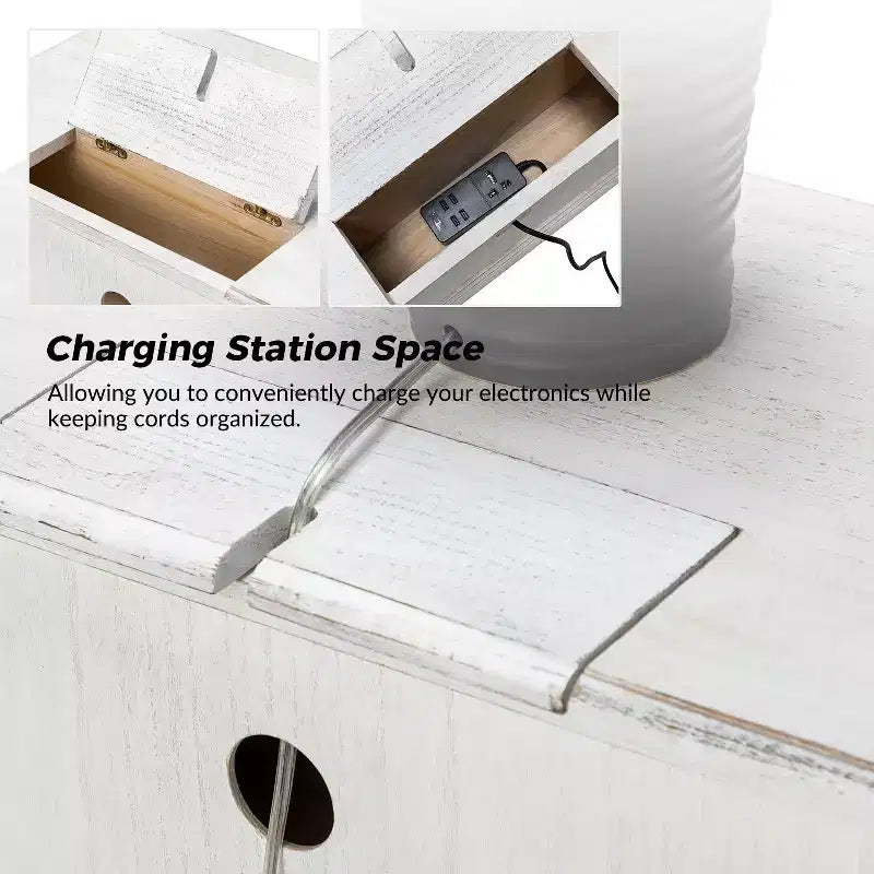 24-Inch 2-Drawer End Table with Charging Station