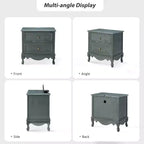 24-Inch 2-Drawer End Table with Charging Station