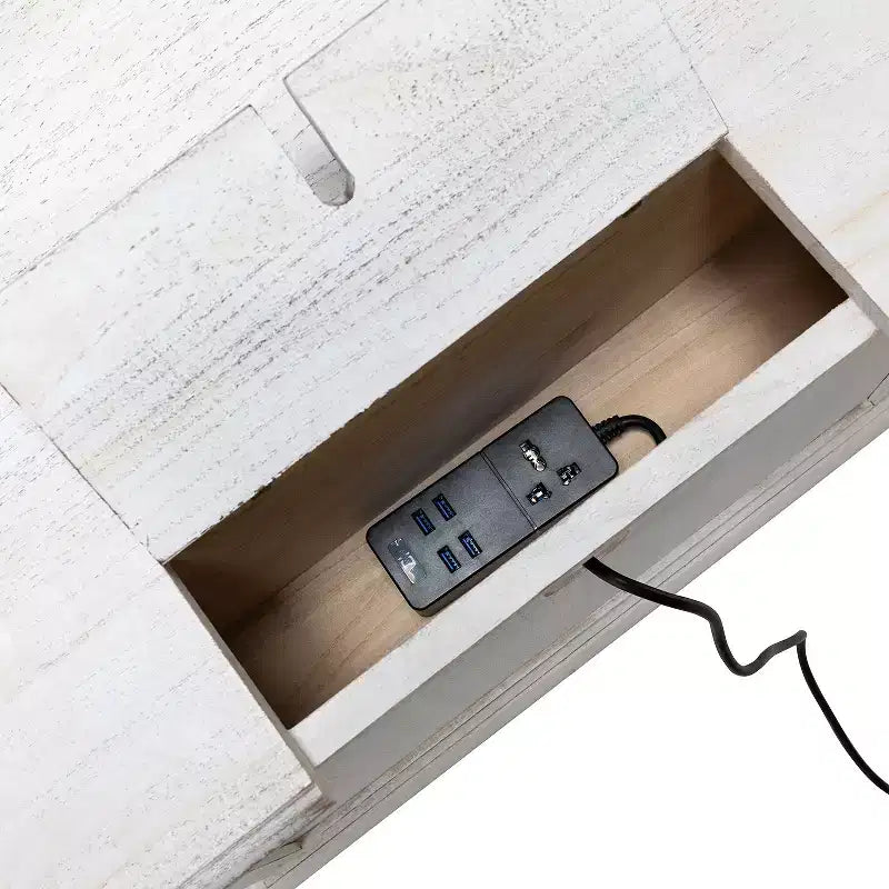 24-Inch 2-Drawer End Table with Charging Station