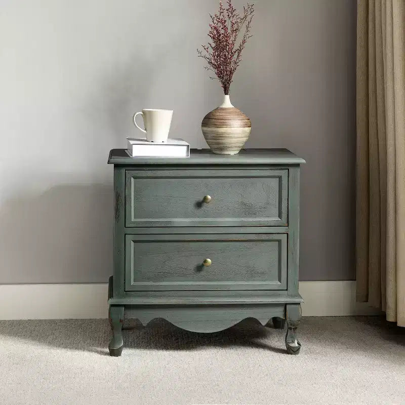 24-Inch 2-Drawer End Table with Charging Station