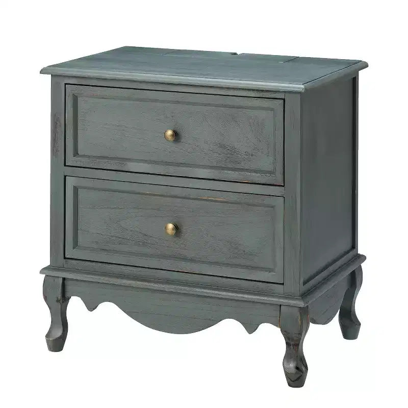 24-Inch 2-Drawer End Table with Charging Station