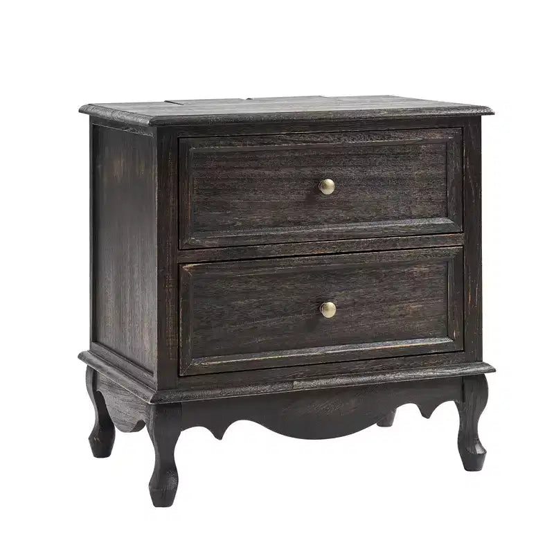 24-Inch 2-Drawer End Table with Charging Station