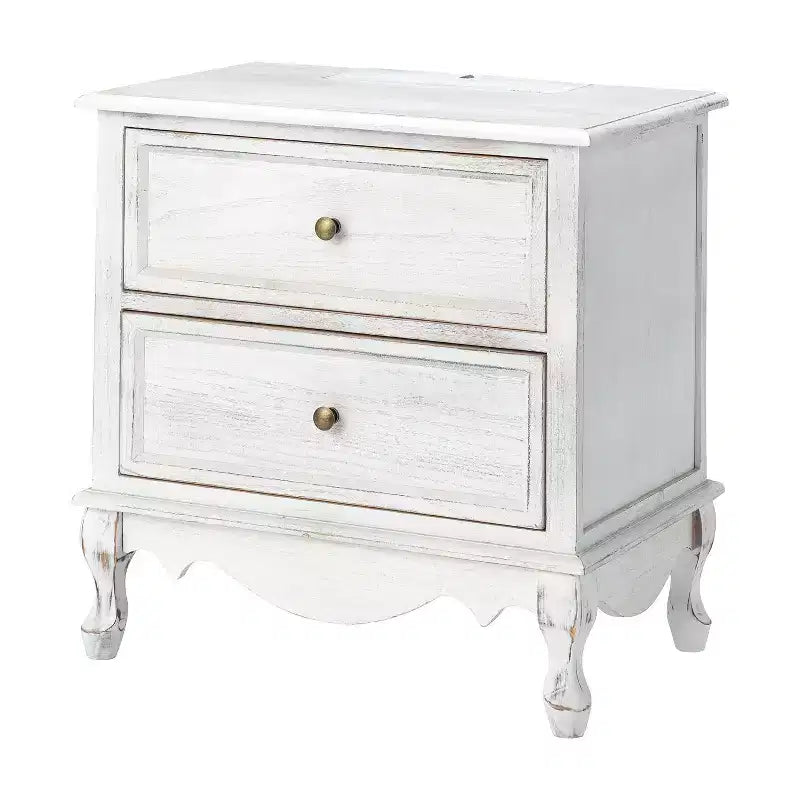 24-Inch 2-Drawer End Table with Charging Station