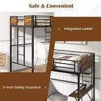 Twin Size Loft Bed with Desk, Shelf, Safety Guardrail and Ladder