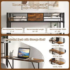 Twin Size Loft Bed with Desk, Shelf, Safety Guardrail and Ladder