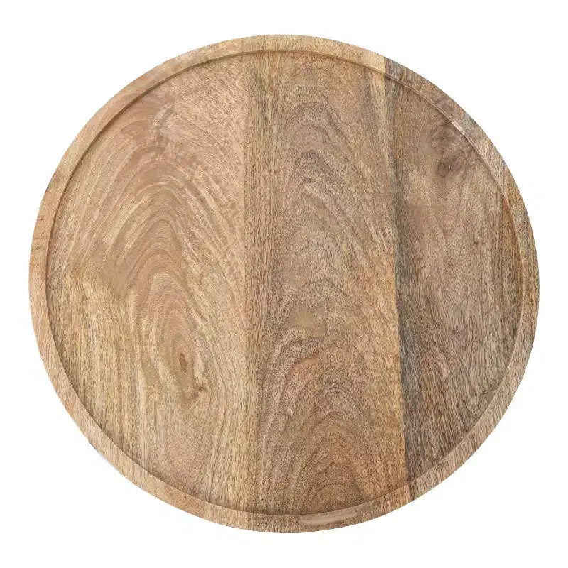 Round Wood Top Metal Frame Side Table, 16x16x25, Brown