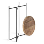 Round Wood Top Metal Frame Side Table, 16x16x25, Brown